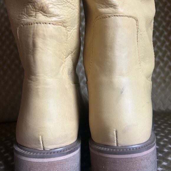 Urban Outfitters Tall Tan Lush Leather Slouch Pull On Boots - Picture 4 of 16